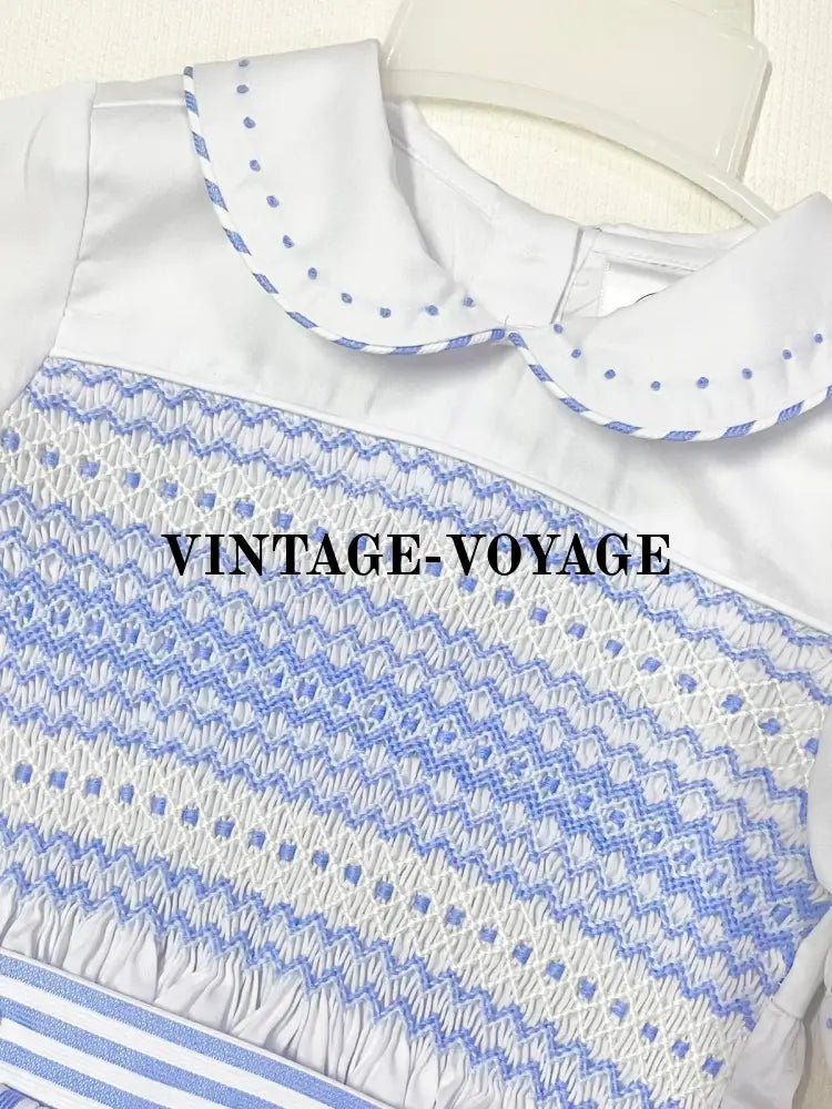PRE-ORDER & GET NEXT WEEK!NEW! JACOB BLUE STRIPE ☀️HAND-SMOCKED ROMPER SUIT🧵🪡 Baby & Toddler Outfits