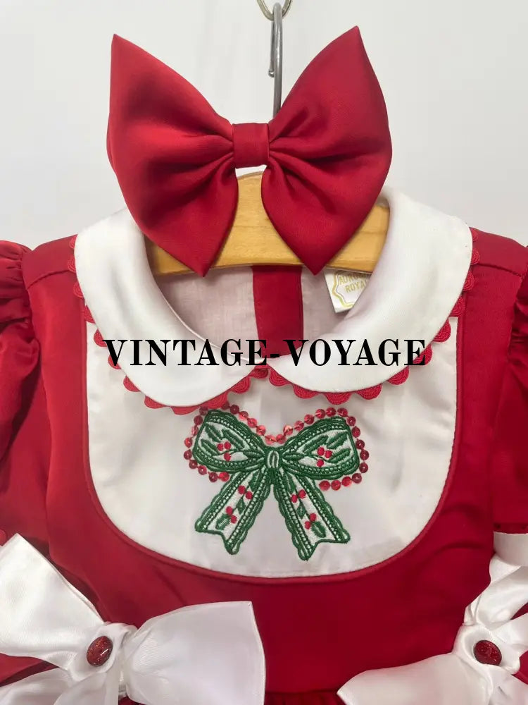 PRE-ORDER‼️NEW🎄LUXURY SILK/SATIN RED♥️HOLLY DRESS & BOWS OR HEADBAND🎀 Baby & Toddler Dresses