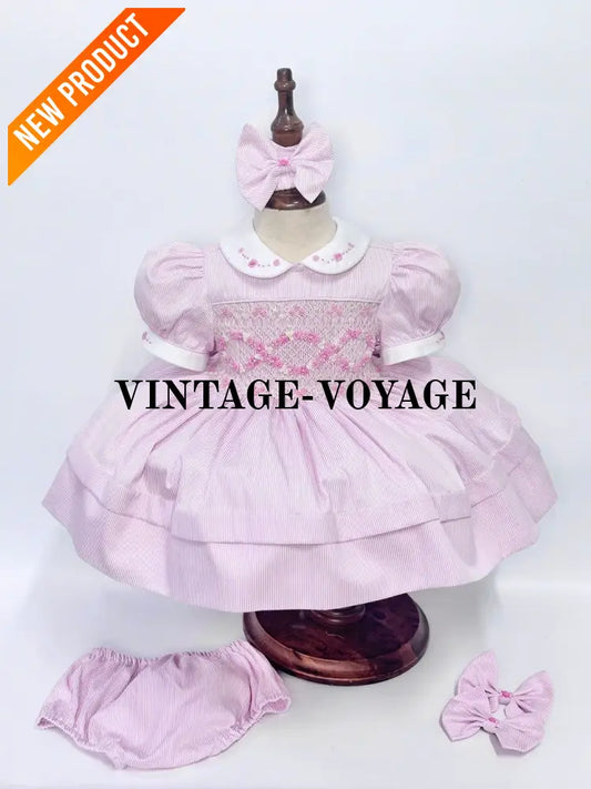 PRE-ORDER&GET NEXT WEEK! NEW! ANASTASIA PINK HAND-SMOCKED DRESS PANTIES & HAIR ACCESSORIES 3M Baby & Toddler Dresses