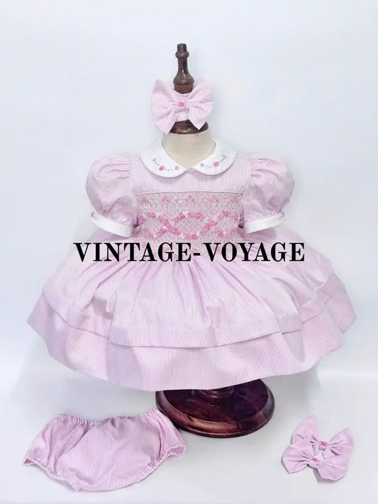 PRE-ORDER&GET NEXT WEEK! NEW! ANASTASIA PINK HAND-SMOCKED DRESS PANTIES & HAIR ACCESSORIES 3M Baby & Toddler Dresses