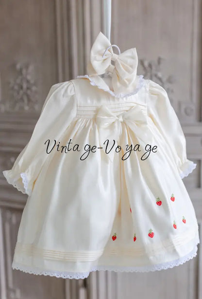 NEW🤩ANGEL👼BISCUIT HAND-EMBROIDERED🧵🪡BABY DRESS,BIB,BLOOMERS,HEADBAND SET🍓🍓🍓 0-3 months Baby & Toddler Dresses