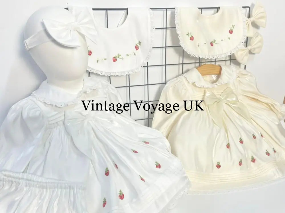 PRE-ORDER‼️NEW🤩ANGEL👼BISCUIT HAND-EMBROIDERED🧵🪡BABY DRESS,BIB,BLOOMERS,HEADBAND SET🍓🍓🍓 Baby & Toddler Dresses