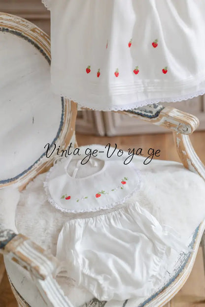 NEW🤩ANGEL👼WHITE HAND-EMBROIDERED🧵🪡BABY DRESS,BIB,BLOOMERS,HEADBAND SET🍓🍓🍓 Baby & Toddler Dresses