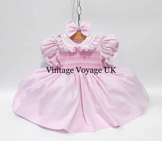 PRE-ORDER & GET IT NEXT WEEK! NEW! ANNALISE PINK HAND-SMOCKED DRESS & HAIR ACCESSORIES 3M Baby & Toddler Dresses