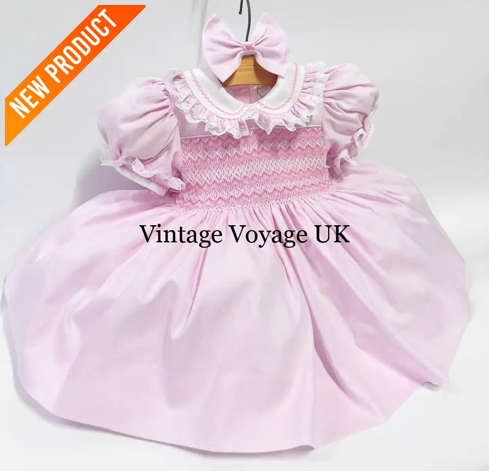 PRE-ORDER & GET IT NEXT WEEK! NEW! ANNALISE PINK HAND-SMOCKED DRESS & HAIR ACCESSORIES Baby & Toddler Dresses
