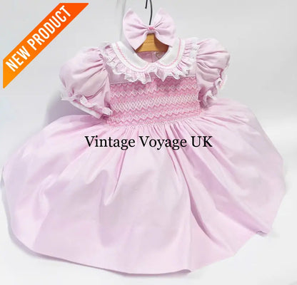 PRE-ORDER & GET IT NEXT WEEK! NEW! ANNALISE PINK HAND-SMOCKED DRESS & HAIR ACCESSORIES Baby & Toddler Dresses