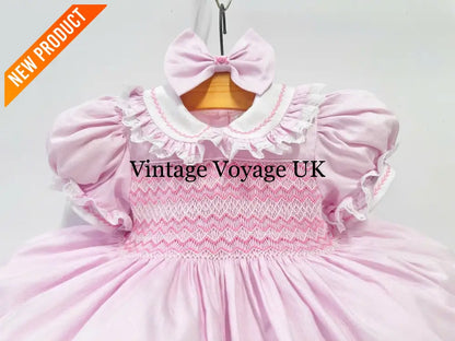 PRE-ORDER & GET IT NEXT WEEK! NEW! ANNALISE PINK HAND-SMOCKED DRESS & HAIR ACCESSORIES Baby & Toddler Dresses