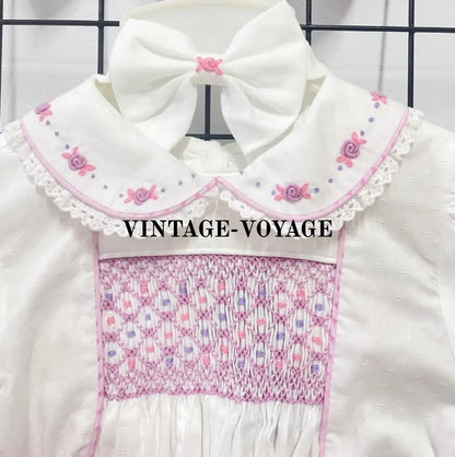 PRE-ORDER&GET NEXT WEEK‼️NEW🤩AUGUSTA PINK🩷HAND-SMOCKED🧵🪡SKIRT SET AND HAIR BOWS OR HEADBAND 🎀🎀 Baby & Toddler Outfits