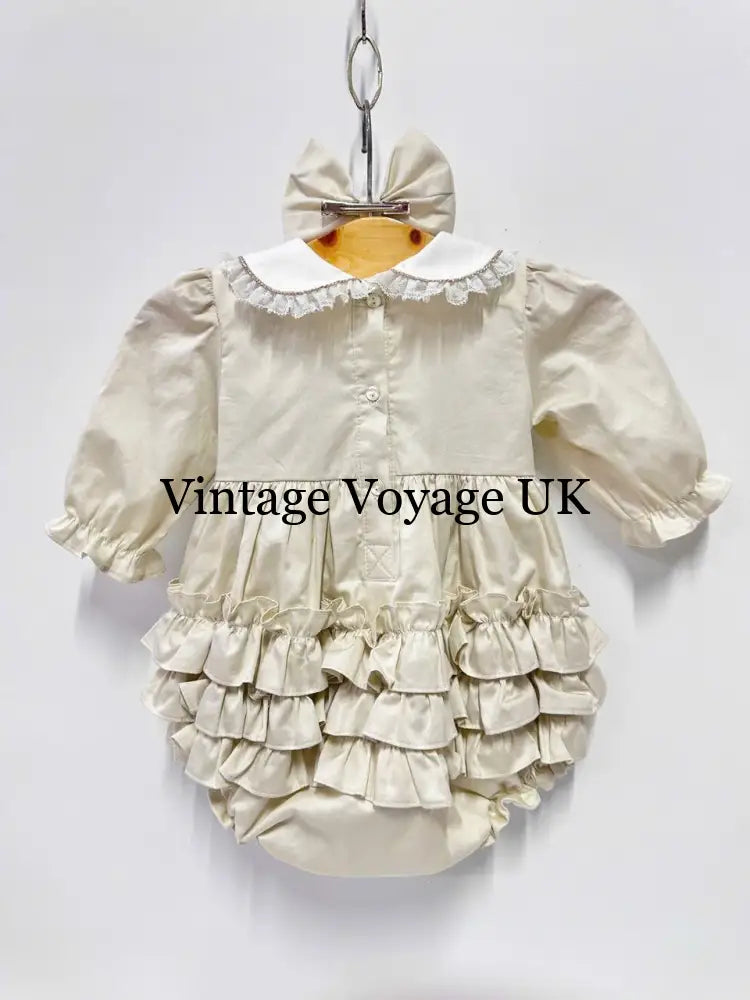 PRE-ORDER NOW & GET NEXT WEEK🤩NEW😍BECKY CREAM🍦HAND-SMOCKED🧵🪡ROMPER/SUIT🎀 Baby & Toddler Outfits