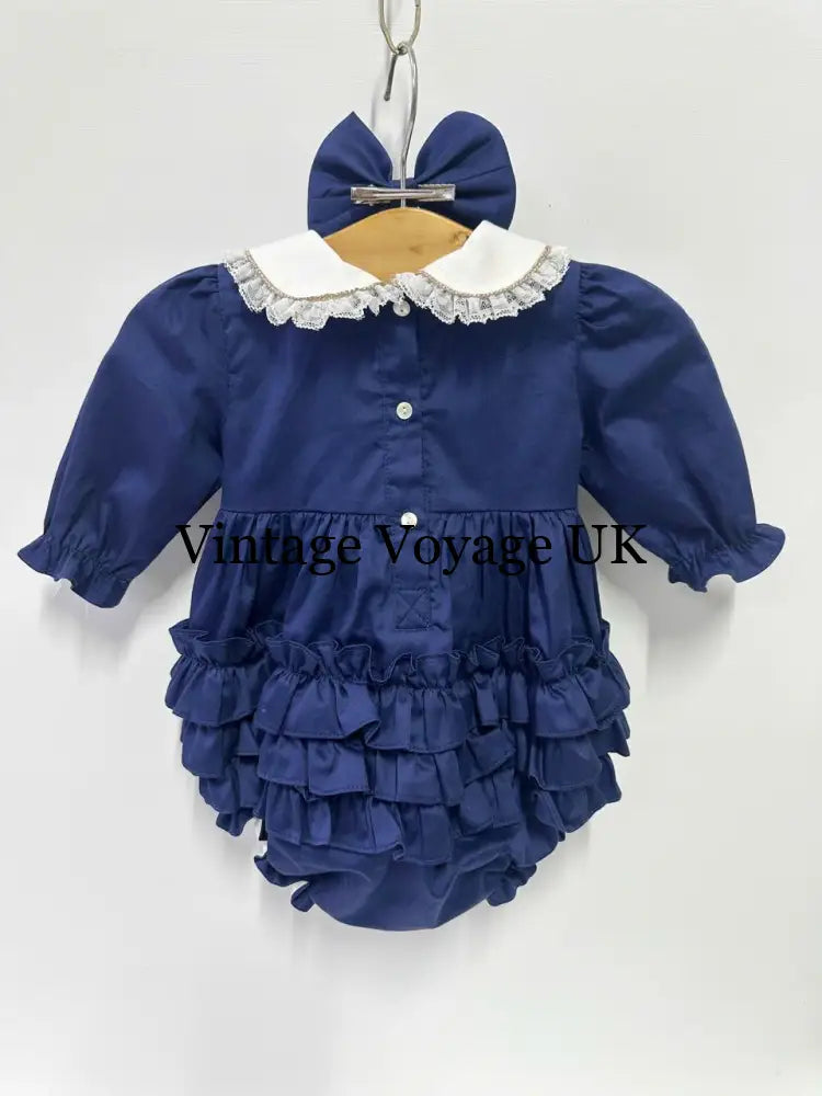 PRE-ORDER NOW & GET NEXT WEEK!NEW! BECKY NAVY BLUE HAND-SMOCKED ROMPER/SUIT Baby & Toddler Outfits
