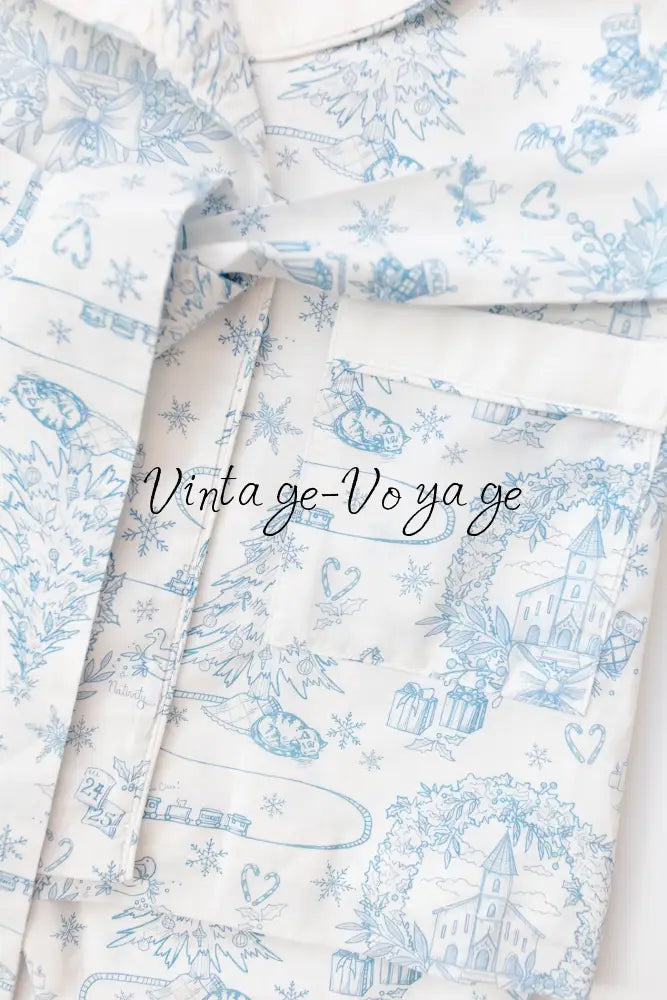 NEW🤩Boys Blue Custom Print❄️❄️Pyjamas & Dressing Gown Set😴 - pyjama set