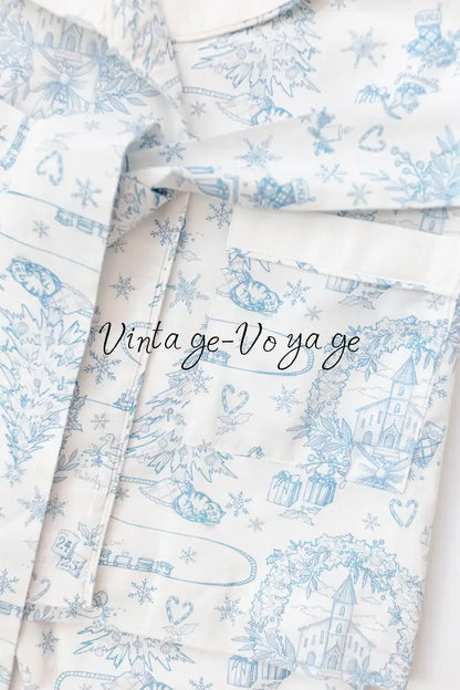 NEW🤩Boys Blue Custom Print❄️❄️Pyjamas & Dressing Gown Set😴 - pyjama set