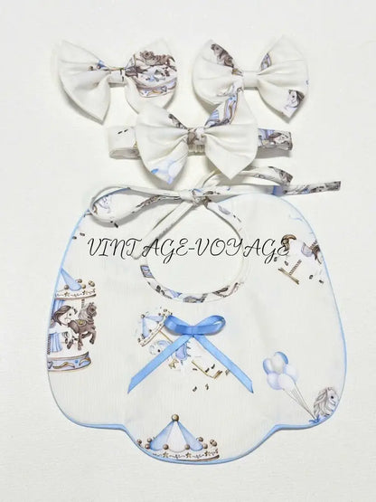 PRE-ORDER&GET NEXT WEEK! NEW! CAROUSEL BLUE HAND-SMOCKED CUSTOM PRINT BABY ROMPER SET Baby & Toddler Outfits