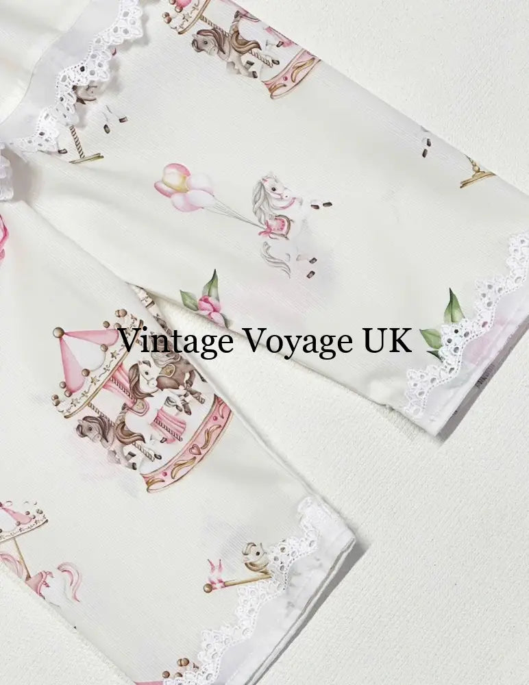 PRE-ORDER & GET NEXT WEEK! CAROUSEL PINK CUSTOM PRINTED PYJAMA SET pyjama set