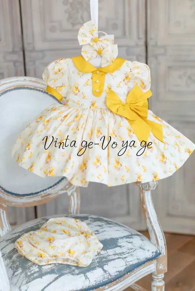 NEW🤩DAKOTA CLASSIC COTTON DUCK🐥CUSTOM PRINT🧚DRESS KNICKERS & BOWS🎀 Baby & Toddler Dresses