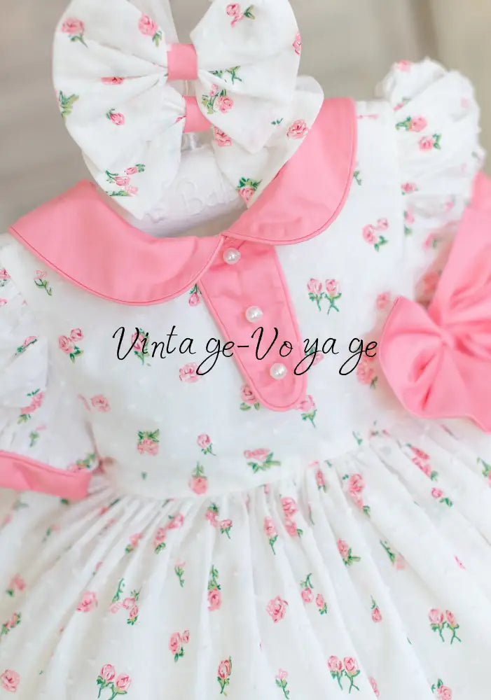 NEW☀️DAKOTA CLASSIC SWISS DOT COTTON FLORAL🌸🌺PRINTED DRESS KNICKERS & BOWS🎀 Baby & Toddler Dresses