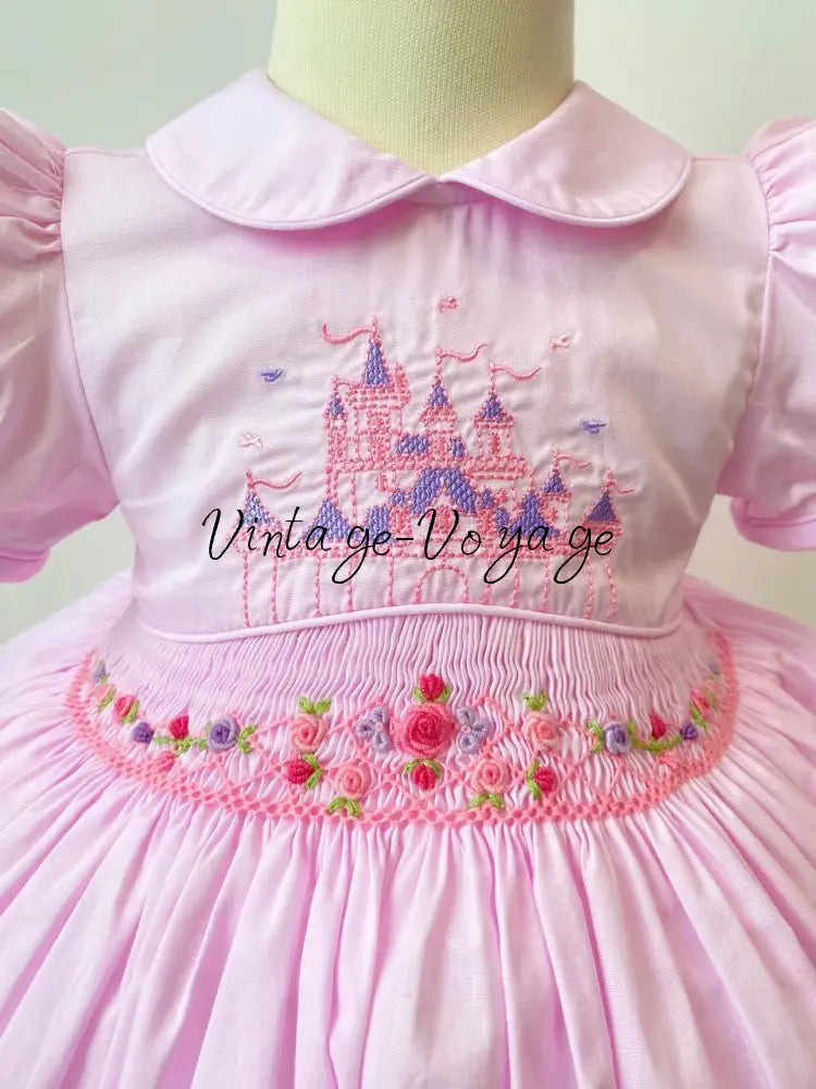 PRE-ORDER & GET NEXT WEEK❣️NEW👑DIANA PINK HAND-SMOCKED🧵🪡& EMBROIDERED DRESS & BOWS OR HEADBAND 🎀🎀 Baby & Toddler Dresses