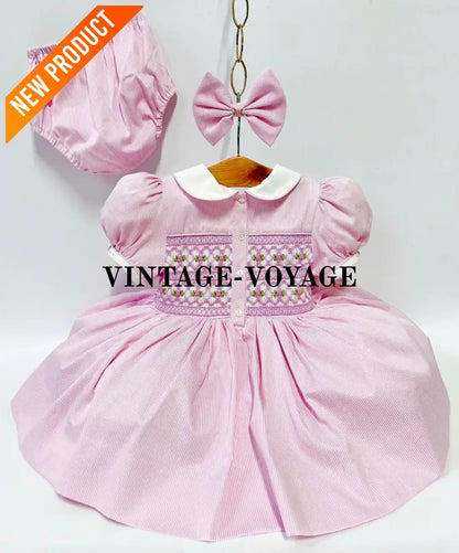 PRE ORDER&GET NEXT WEEK! NEW! EMMA PALE LILAC FRONT & BACK HAND SMOCKED DRESS,PANTIES & HAIR ACCESSORIES Baby & Toddler