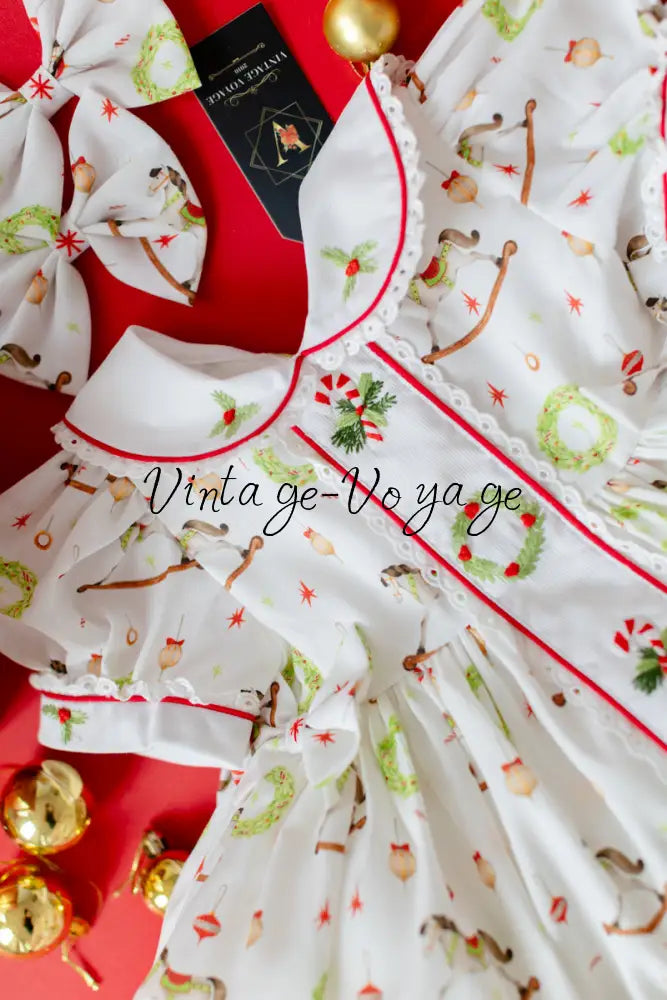 NEW🤩FESTIVE FUN🎄🤶HAND-EMBROIDERED🧵🪡DRESS PANTIES& BOWS OR HEADBAND 🎀 Baby & Toddler Dresses