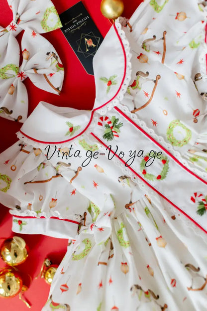 NEW🤩FESTIVE FUN🎄🤶HAND-EMBROIDERED🧵🪡DRESS PANTIES& BOWS OR HEADBAND 🎀 Baby & Toddler Dresses