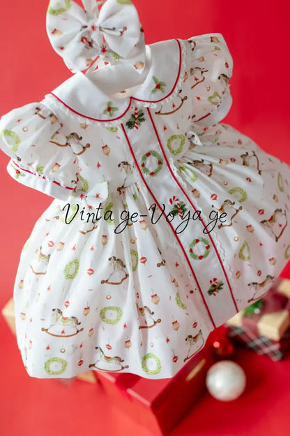 NEW🤩FESTIVE FUN🎄🤶HAND-EMBROIDERED🧵🪡DRESS PANTIES& BOWS OR HEADBAND 🎀 Baby & Toddler Dresses