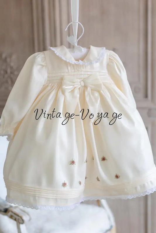 NEW🤩FIONA👼CHAMPAGNE HAND-EMBROIDERED🧵🪡BABY DRESS,BIB,BLOOMERS,HEADBAND SET Baby & Toddler Dresses