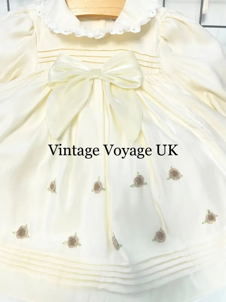 PRE-ORDER‼️NEW🤩FIONA👼CHAMPAGNE HAND-EMBROIDERED🧵🪡BABY DRESS,BIB,BLOOMERS,HEADBAND SET Baby & Toddler Dresses