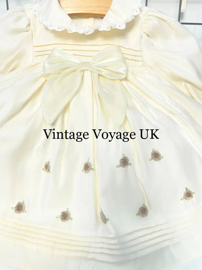 PRE-ORDER‼️NEW🤩FIONA👼CHAMPAGNE HAND-EMBROIDERED🧵🪡BABY DRESS,BIB,BLOOMERS,HEADBAND SET Baby & Toddler Dresses