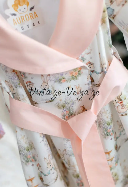 NEW😍FLUFFYTAILS🐇🐇NIGHTDRESS DRESSING GOWN AND HAIR BOWS OR HEADBAND🎀🎀 pyjama set