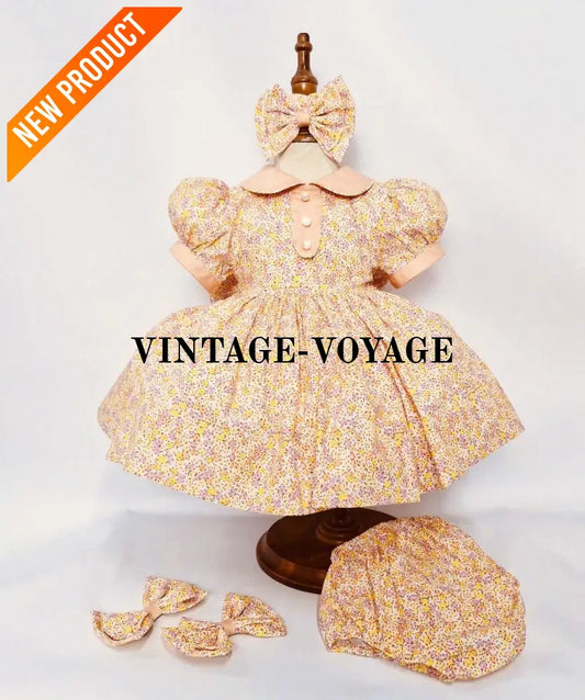 PRE-ORDER&GET NEXT WEEK! NEW! GEORGINA CLASSIC COTTON FLORAL PRINTED DRESS KNICKERS & BOWS 3M Baby & Toddler Dresses
