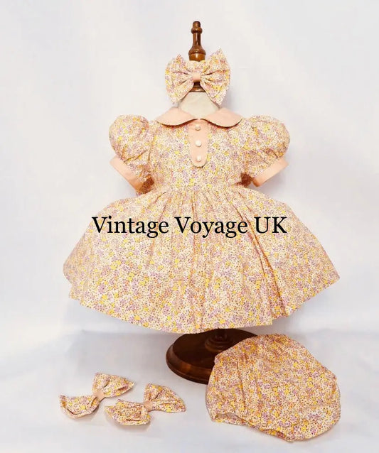 PRE-ORDER&GET NEXT WEEK! NEW! GEORGINA CLASSIC COTTON FLORAL PRINTED DRESS KNICKERS & BOWS 3M Baby & Toddler Dresses