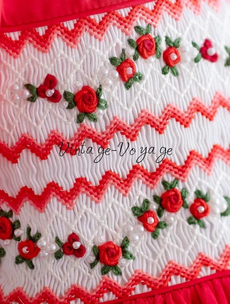 NEW🎄GLORIA HAND-SMOCKED🧵🪡RED❤️CHRISTMAS🧵🪡DRESS & ACCESSORIES🎀 - Baby & Toddler Dresses