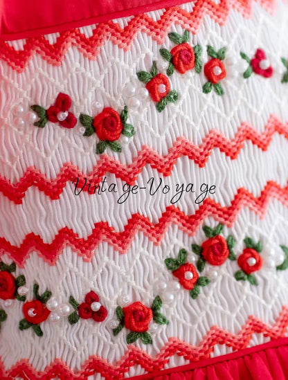 NEW🎄GLORIA HAND-SMOCKED🧵🪡RED❤️CHRISTMAS🧵🪡DRESS & ACCESSORIES🎀 - Baby & Toddler Dresses