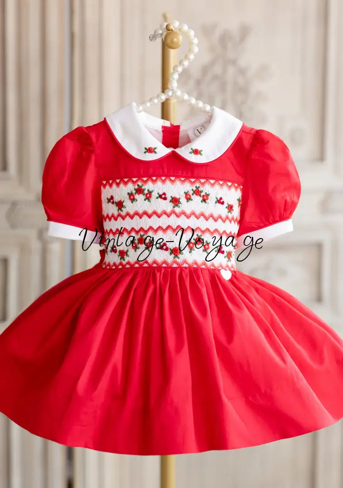 NEW🎄GLORIA HAND-SMOCKED🧵🪡RED❤️CHRISTMAS🧵🪡DRESS & ACCESSORIES🎀 - Baby & Toddler Dresses