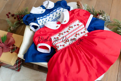 NEW🎄GLORIA HAND-SMOCKED🧵🪡RED❤️CHRISTMAS🧵🪡DRESS & ACCESSORIES🎀 - Baby & Toddler Dresses