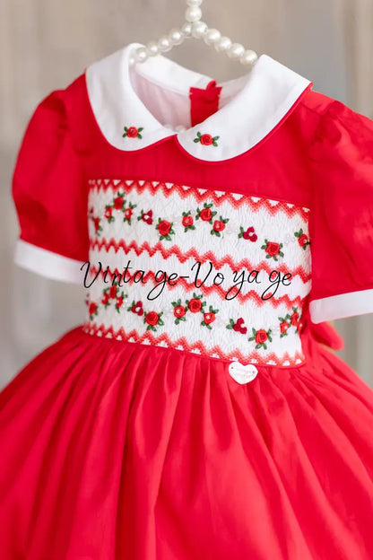 NEW🎄GLORIA HAND-SMOCKED🧵🪡RED❤️CHRISTMAS🧵🪡DRESS & ACCESSORIES🎀 - Baby & Toddler Dresses