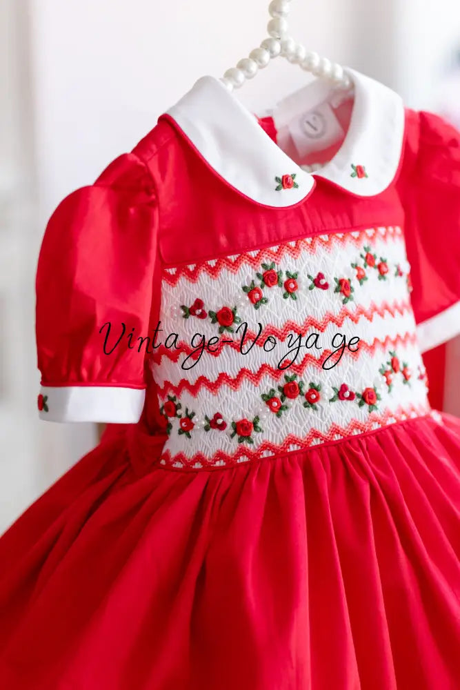 NEW🎄GLORIA HAND-SMOCKED🧵🪡RED❤️CHRISTMAS🧵🪡DRESS & ACCESSORIES🎀 - Baby & Toddler Dresses