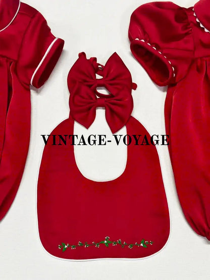 PRE-ORDER!NEW HOLLY RED SILK/SATIN BABY GIRLS ROMPER,BIB & HEADBAND OR BOWS Baby & Toddler Outfits
