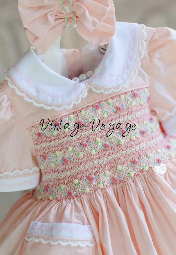 NEW! 🍁ISABELLA BABY ORANGE🧡HAND-SMOCKED🧵🪡👑DRESS & ACCESSORIES🎀 - Baby & Toddler Dresses