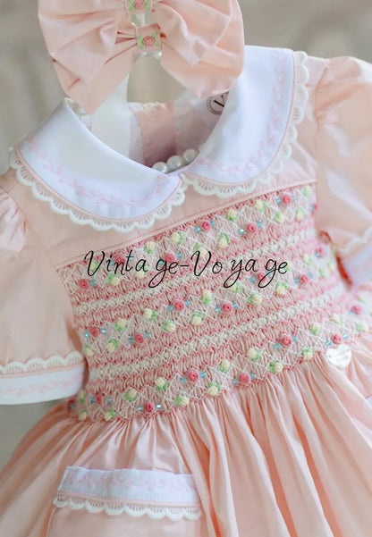 NEW! 🍁ISABELLA BABY ORANGE🧡HAND-SMOCKED🧵🪡👑DRESS & ACCESSORIES🎀 - Baby & Toddler Dresses