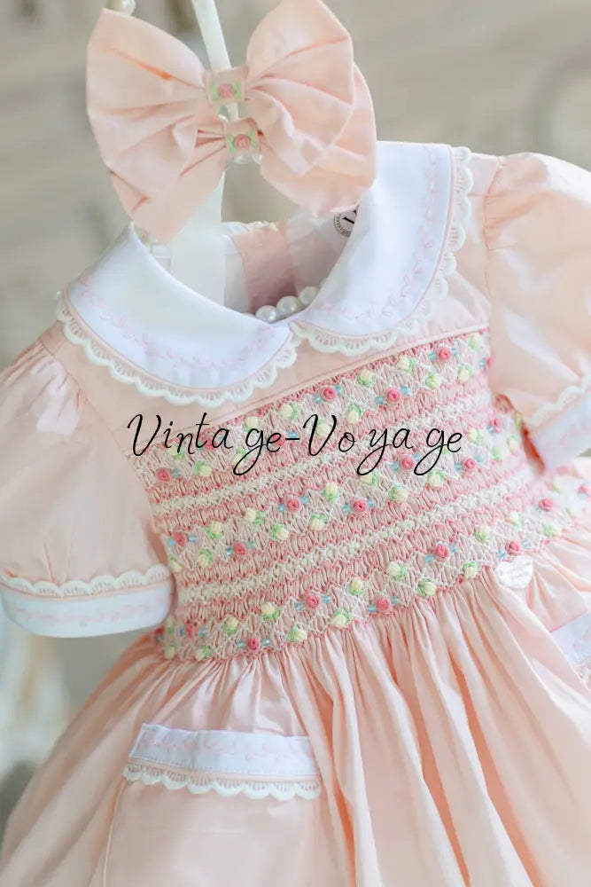 NEW! 🍁ISABELLA BABY ORANGE🧡HAND-SMOCKED🧵🪡👑DRESS & ACCESSORIES🎀 - Baby & Toddler Dresses