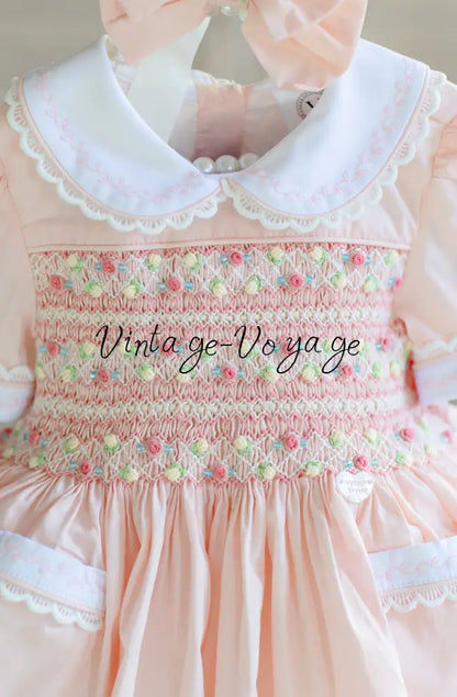 NEW! 🍁ISABELLA BABY ORANGE🧡HAND-SMOCKED🧵🪡👑DRESS & ACCESSORIES🎀 - Baby & Toddler Dresses