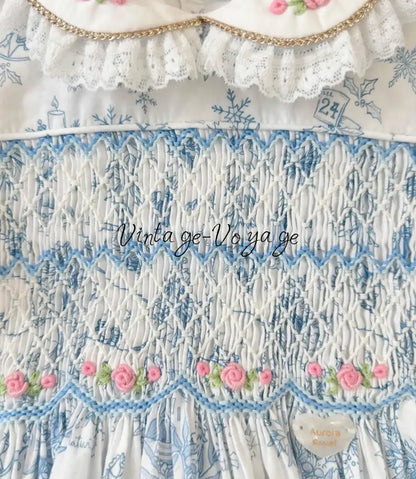 NEW🎄MAGGIE BABY GIRLS CUSTOM PRINT❄️☃️HAND-SMOCKED🧵🪡 ROMPER & ACCESSORIES🎀 - Baby & Toddler Outfits