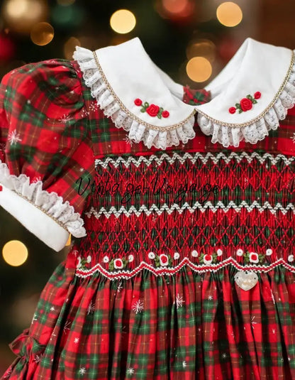 NEW😍MAGGIE👑BABY GIRLS TARTAN🎄HAND-SMOCKED ROMPER & ACCESSORIES🎀 - Baby & Toddler Outfits