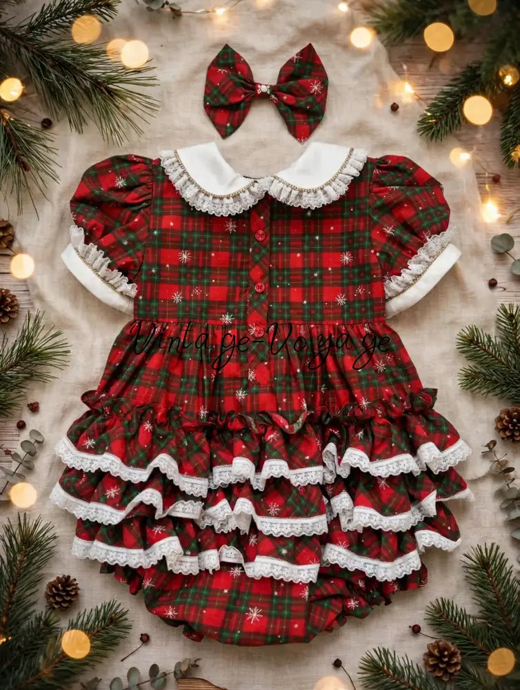 NEW😍MAGGIE👑BABY GIRLS TARTAN🎄HAND-SMOCKED ROMPER & ACCESSORIES🎀 - Baby & Toddler Outfits