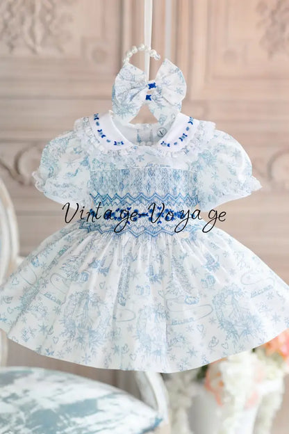 NEW😍MARGARET CUSTOM PRINTED❄️☃️HAND-SMOCKED🧵🙏🏻DRESS & ACCESSORIES🎀 - Baby & Toddler Dresses
