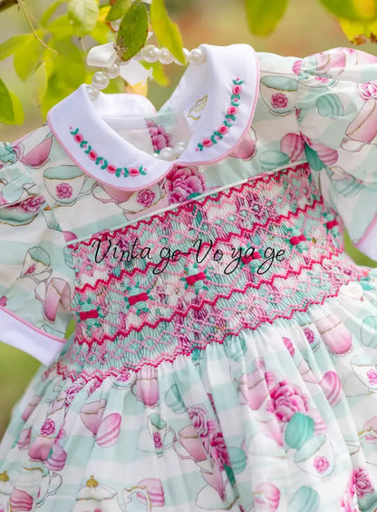 NEW😍PATRICIA CUSTOM PRINTED☕️🌸HAND-SMOCKED🧵🪡DRESS & ACCESSORIES🎀 - Baby & Toddler Dresses