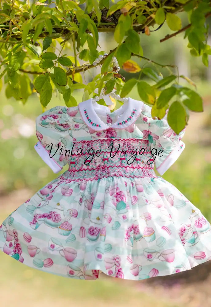 NEW😍PATRICIA CUSTOM PRINTED☕️🌸HAND-SMOCKED🧵🪡DRESS & ACCESSORIES🎀 - Baby & Toddler Dresses