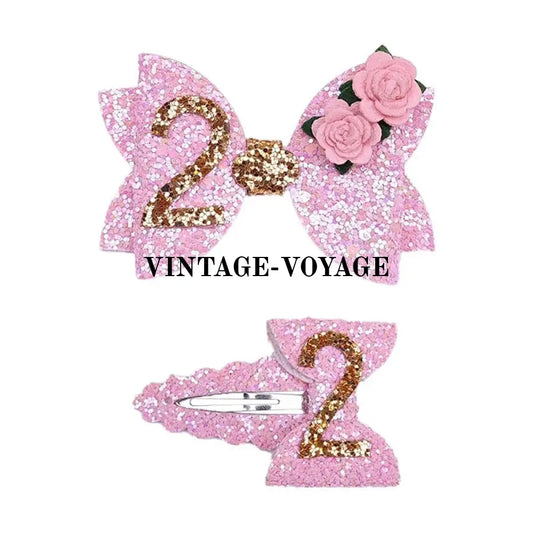NEW! PINK SHIMMERING BIRTHDAY HAIR CLIP. SET OF TWO. SECOND Hair Pins Claws & Clips