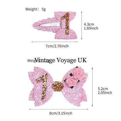NEW! PINK SHIMMERING BIRTHDAY HAIR CLIP. SET OF TWO. SECOND Hair Pins Claws & Clips